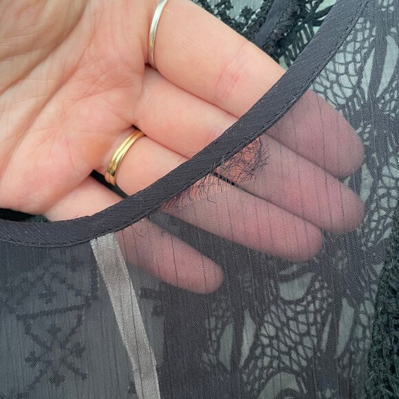 High-low flowy embroidered black dress - Picture 9 of 11